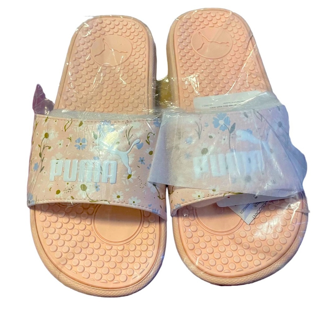 Pink Floral Puma Slides